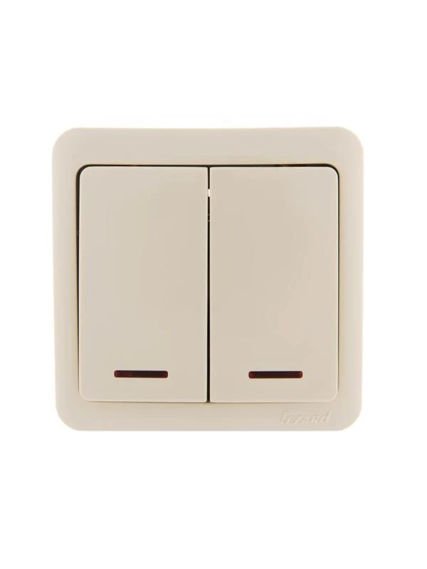 751-0300-112 LEZARD | Выключатель 2-кл. 1п ОП Viola 10А IP20 с подсветкой крем.  