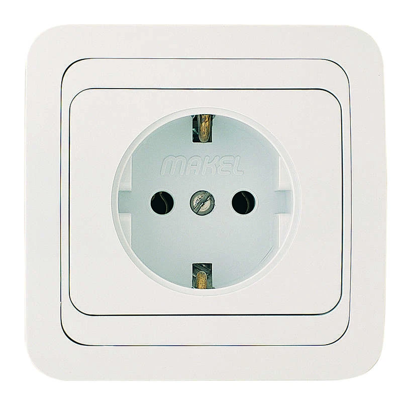12028 Makel | Розетка 1-м СП Mimoza 16А IP20 с заземл. пластик. основ. бел./бел.  