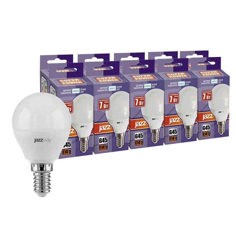 5018952 JazzWay | Лампа светодиодная PLED-SP 7Вт G45 4000К нейтр. бел. E14 230В 50Гц (уп.10шт)  