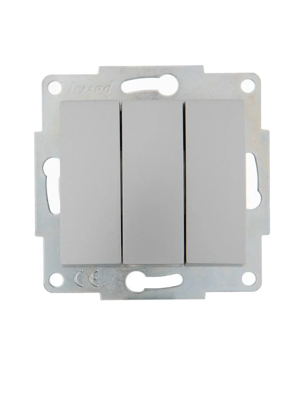 707-4388-109 LEZARD | Выключатель 3-кл. 1п СП Karina 10А IP20 механизм матов. серебр.  