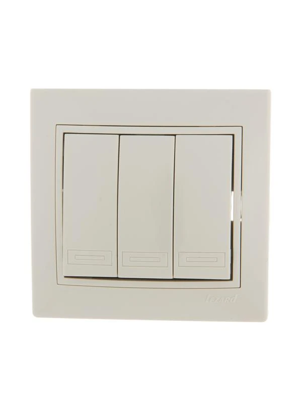 701-0303-109 LEZARD | Выключатель 3-кл. СП Mira 10А IP20 со вставкой крем.  