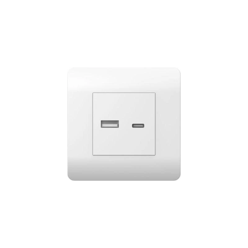 431551 CHINT | Розетка USB NEW3-E тип A+C 5В/2.1А бел.  