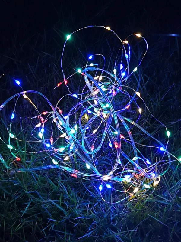 KOC_SOL196 КОСМОС | Гирлянда светодиодная "Разноцветные нити" 100LED 7м (4м+3м) мультиколор на солнечной батарее аккумулятор AA NI-MH 600мАч IP44  