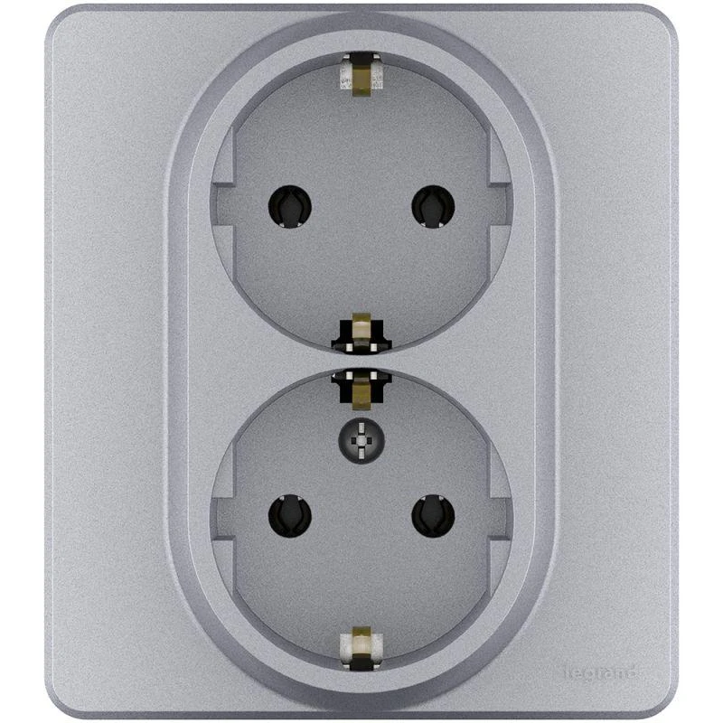 Inspiria(группа Legrand)  | Розетка Inspiria 16А 250В 2х2P+E немецк. стандарт алюм. Leg 673752