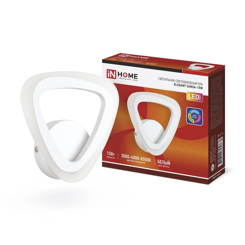 4690612035307 IN HOME | Светильник светодиодный ELEGANT SANSA-15W 15Вт 3000-6500К 1200лм 230В STEP COLOR бел.  