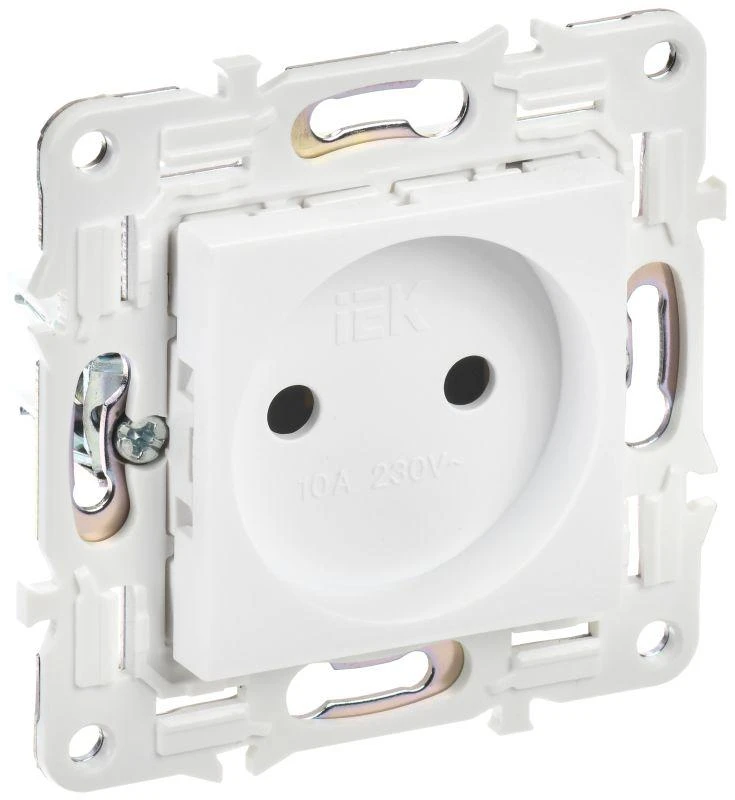 IEK  | Розетка SKANDY 10А без заземл. без защ. шторок SK-R02W арктич. бел.  SK-R10-10-K01