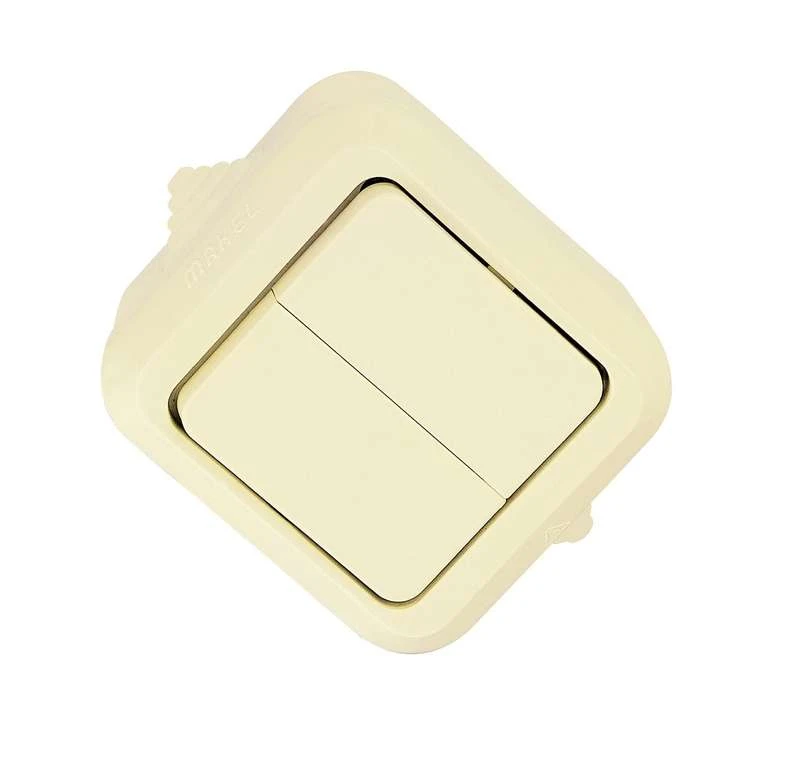 18201 Makel | Выключатель 2-кл. ОП 10А IP44 п/герм. крем.  