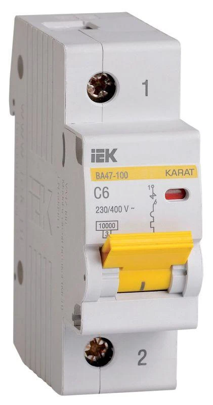 Выключатель автоматический модульный 1п C 6А 10кА ВА47-100 KARAT IEK MVA40-1-006-C