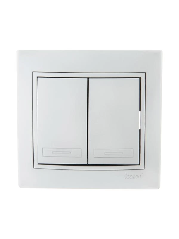 701-1010-101 LEZARD | Выключатель 2-кл. СП Mira 10А IP20 со вставкой сер. метал.  