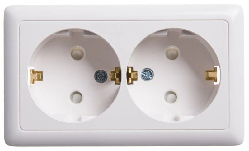 RA16-239-B Systeme Electric | Розетка 2-м ОП Хит 16А IP20 с заземл. защ. шторки бел. SE 