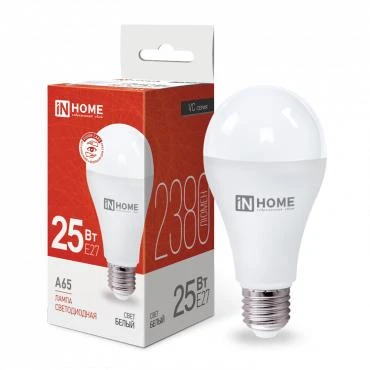 4690612024080 IN HOME | Лампа светодиодная LED-A65-VC 25Вт грушевидная 4000К нейтр. бел. E27 2380лм 230В  