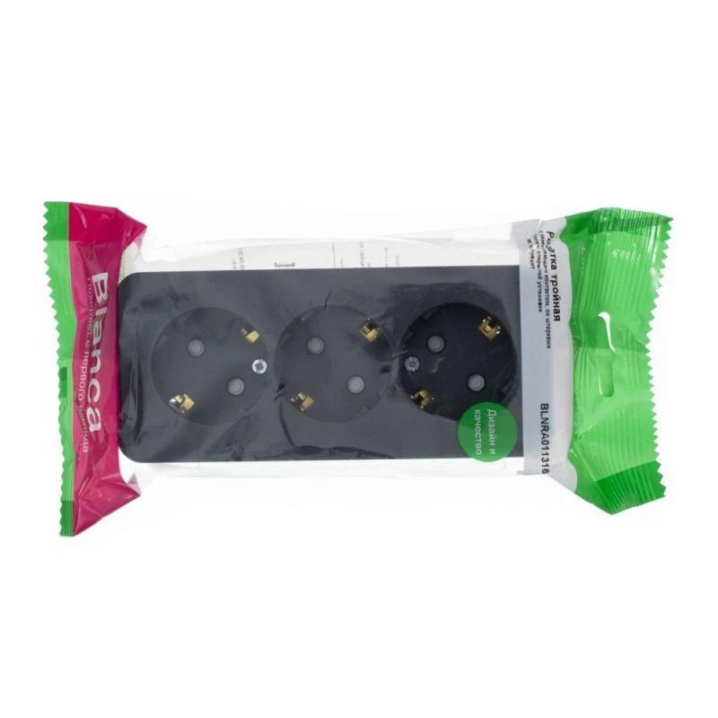 BLNRA011316 Systeme Electric | Розетка 3-м ОП Blanca 16А IP20 250В с заземл. защ. шторки с изолир. пластиной антрацит SE 