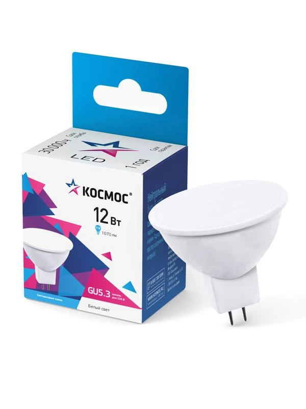 LkecLED12wJCDRC45 КОСМОС | Лампа светодиодная JCDR 12Вт 4500К GU5.3 1070лм 174-265В  