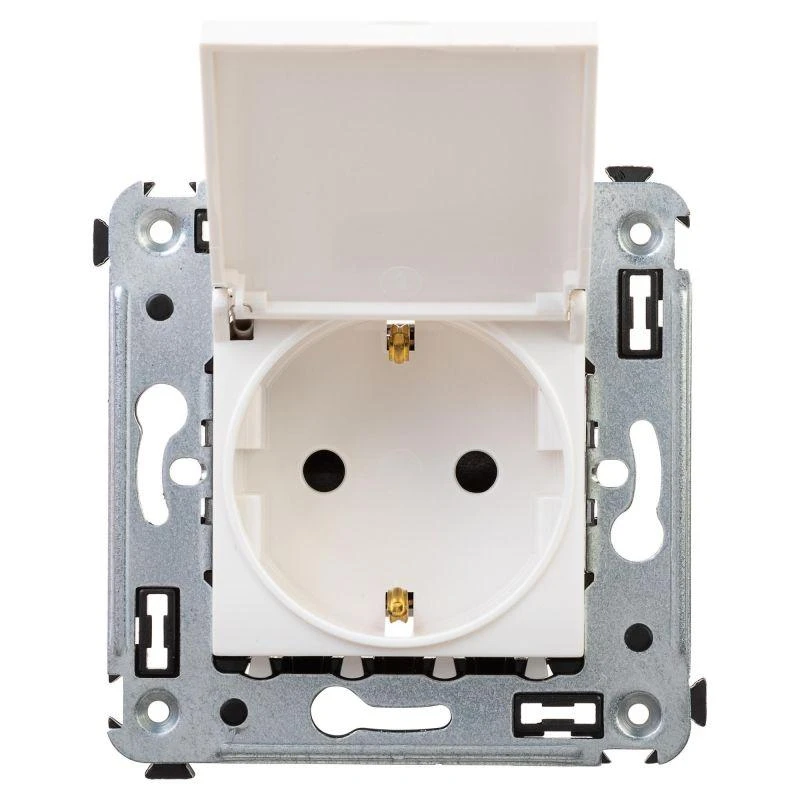 4400013 DKC | Розетка 1-м СП 2мод. Avanti "Белое облако" 16А IP41 2P+E защ. шторки с крышкой бел.  