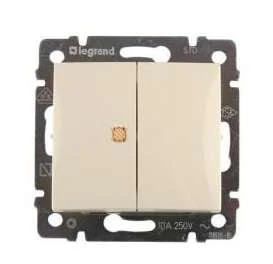 Legrand  | Выключатель 2-кл. СП Valena 10А IP31 с индикацией механизм сл. кость (DIY-упак.) Leg 695606