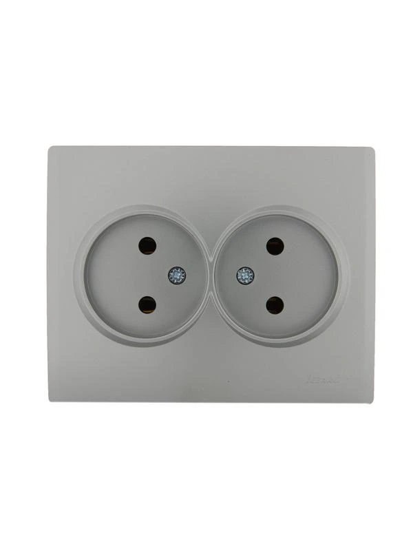 707-4300-128 LEZARD | Розетка 2-м СП Karina 16А IP20 без заземл. керамика матов. серебр.  