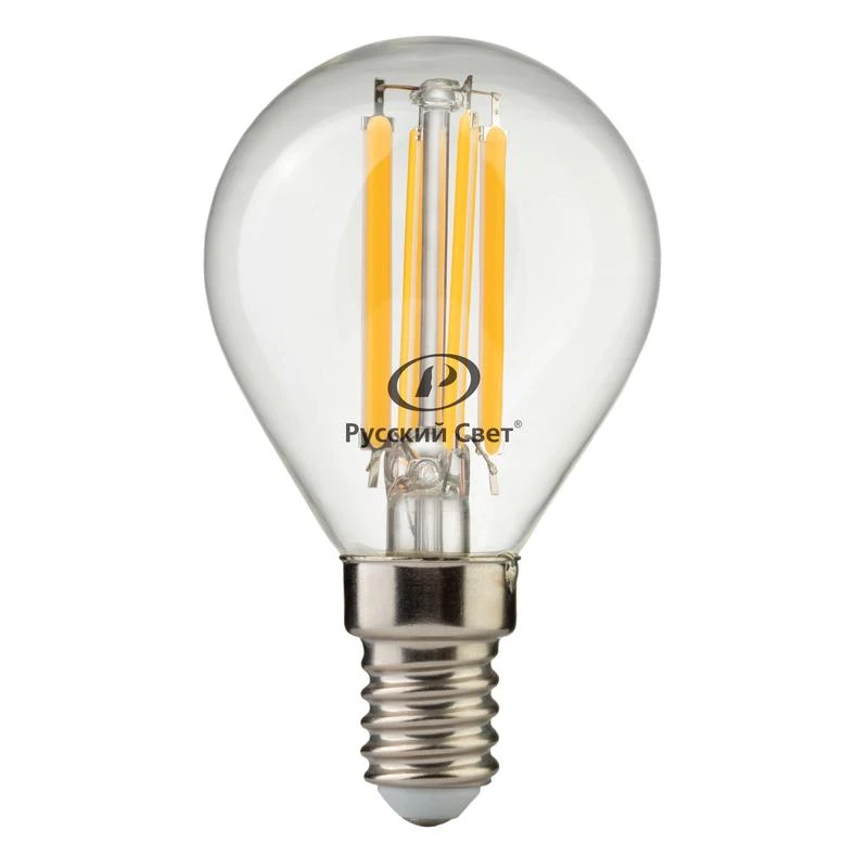 15011245089 Русский Свет | Лампа светодиодная филаментная RS F P45 E14 7W 220-240V 2700К 7Вт 810лм Ra 90 шар  