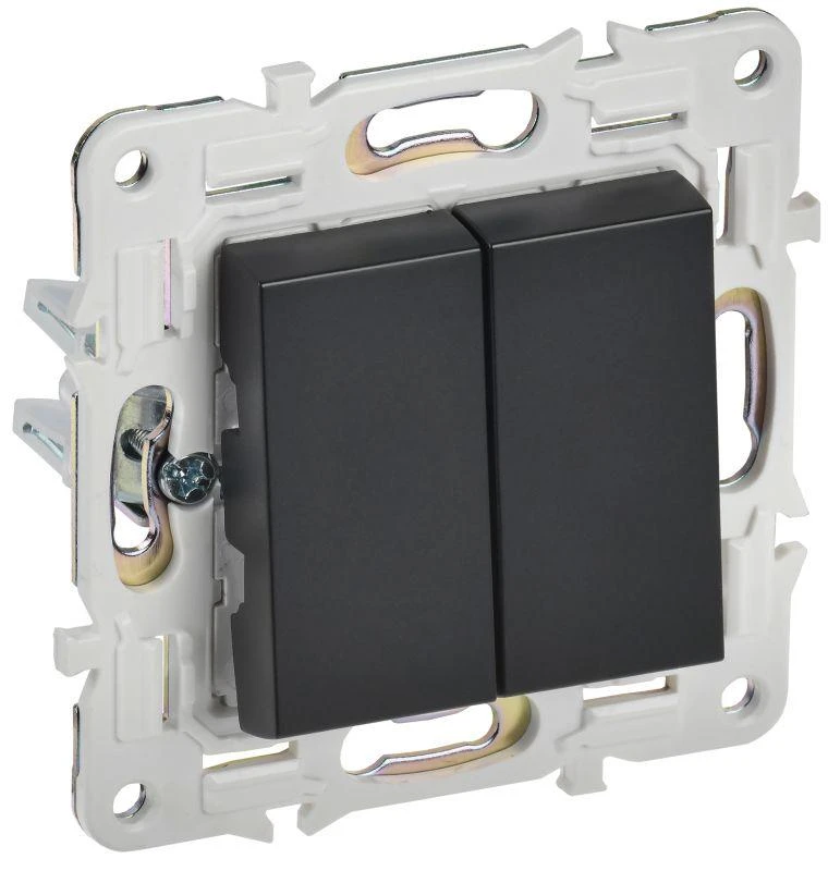 IEK  | Выключатель 2-кл. SKANDY 10А SK-V04Bl черн.  SK-V20-0-10-K02