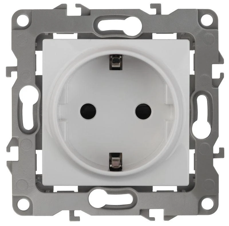 Б0014675 Эра | Розетка 1-м СП 12 12-2101-01 16А IP20 16AX 250В 2P+E Schuko механизм бел.  