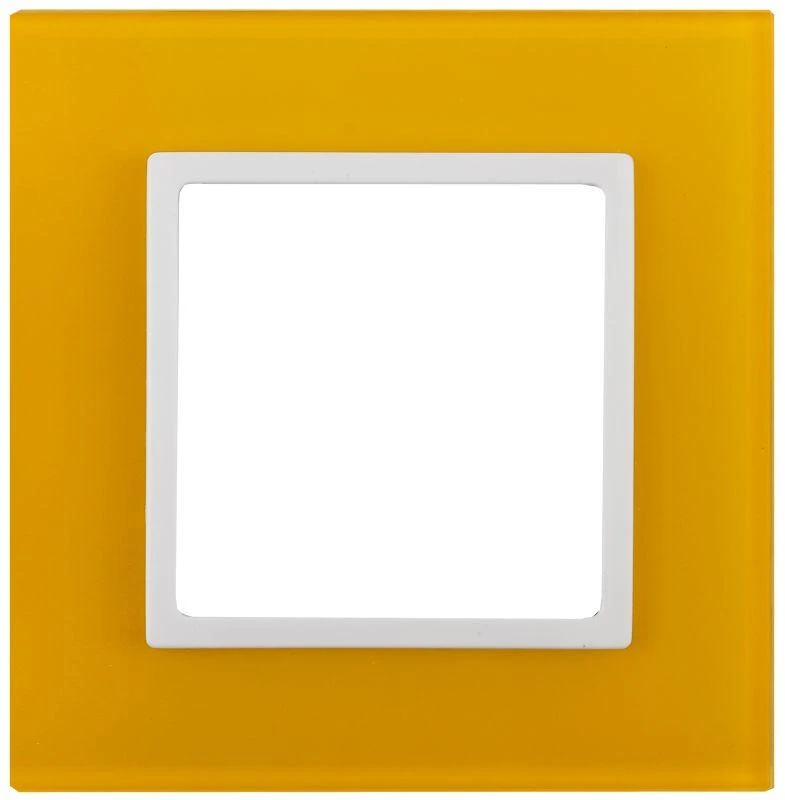 Рамка 1-м 14-5101-21 стекло Elegance желт.+бел. ЭРА Б0034476
