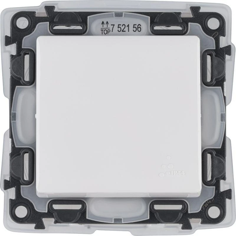 752156 Legrand | Механизм переключателя 1-кл. СП Valena Life 10А IP44 250В 10AX с лиц. панелью безвинт. зажимы бел. Leg 