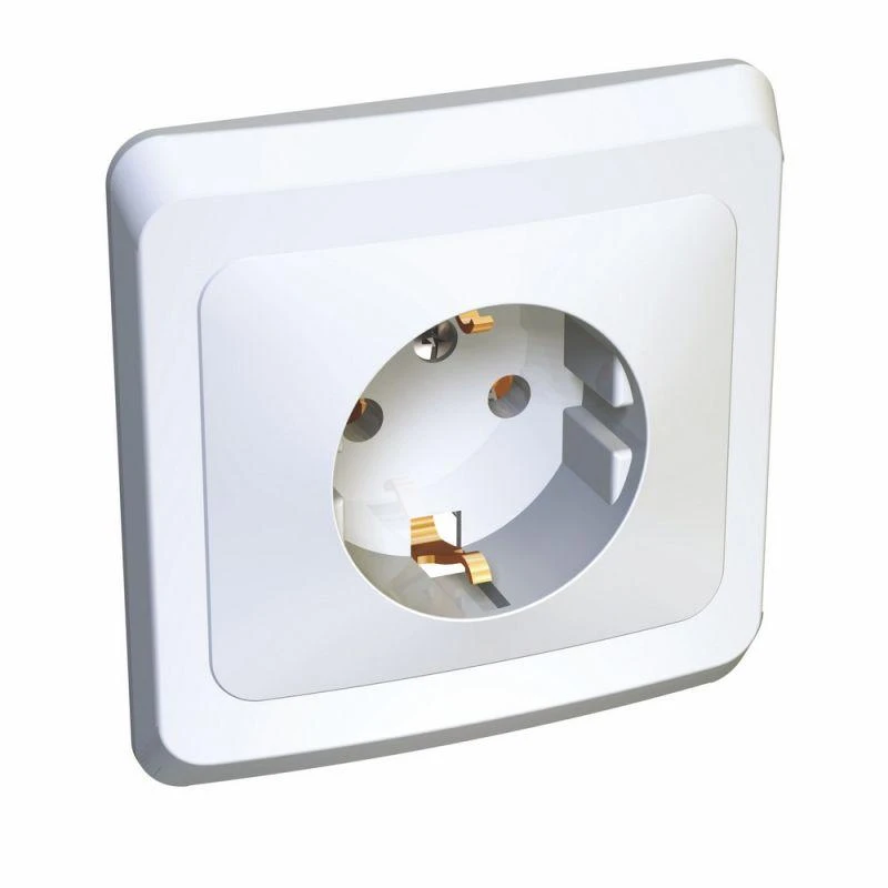PC16-003B Systeme Electric | Розетка 1-м СП Этюд 16А IP20 250В с заземл. без защ. шторок бел. SE 