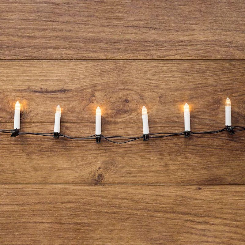 303-084 Neon-Night | Гирлянда светодиодная "Свечи" 6м 30LED тепл. бел. 1.5Вт 220-240В IP20 провод ПВХ темн. зел.  