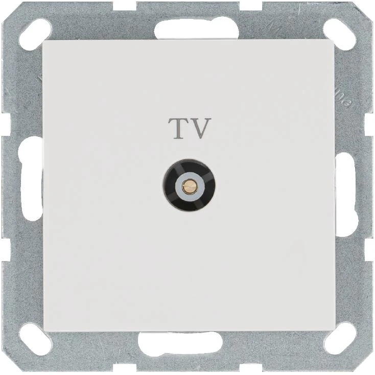 G6002W Jasmart | Розетка телевизионная проходная TV Ф9.5мм механизм бел. глянцевый  