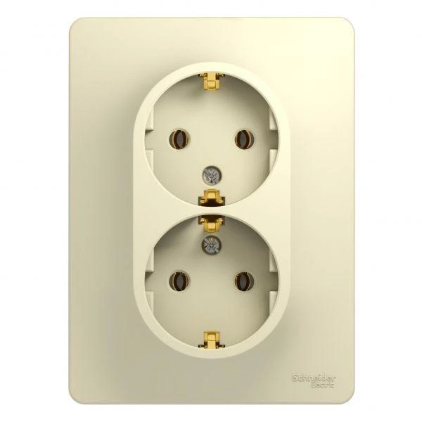 GSL000224 Systeme Electric | Розетка 2-м СП Glossa 16А IP20 с заземл. в сборе беж. SE 
