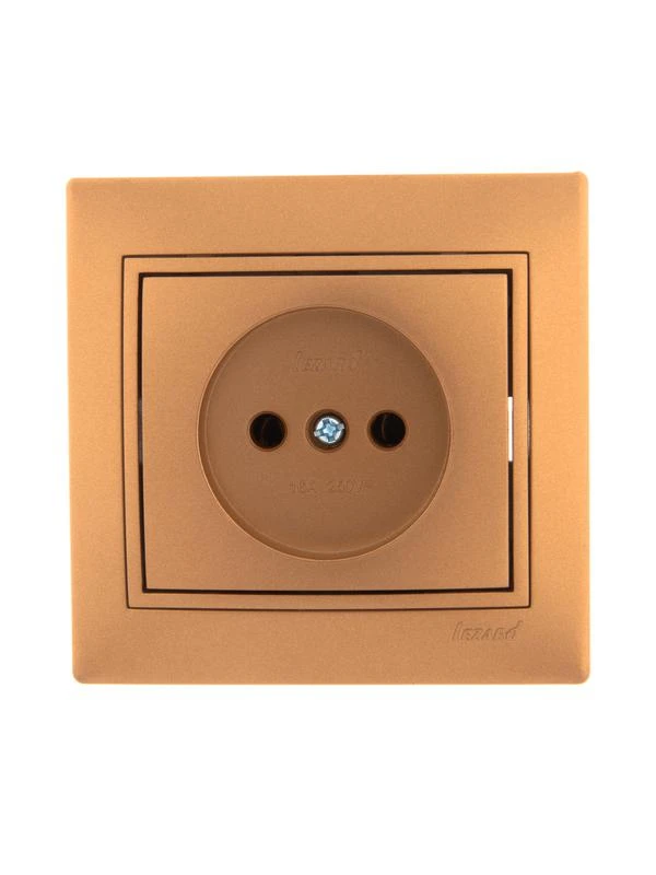 701-1313-121 LEZARD | Розетка 1-м СП Mira 16А IP20 без заземл. со вставкой керамика зол. метал.  