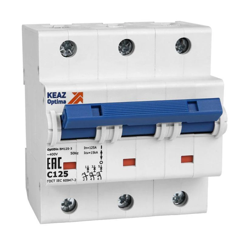 138602 КЭАЗ | Выключатель автоматический модульный 3п D 80А 20кА OptiDin BM125-3D80-14ln-УХЛ3  