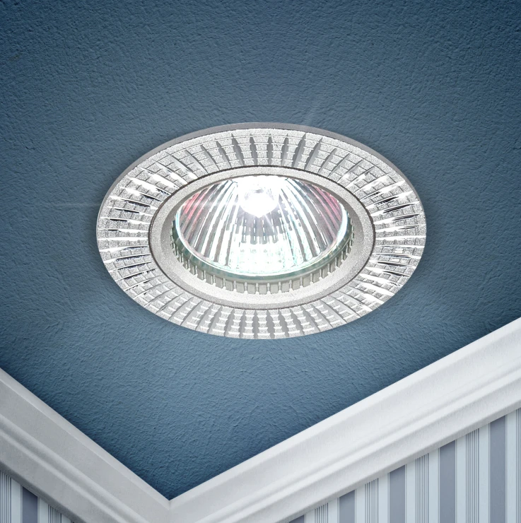 Б0049559 Эра | Светильник встраиваемый KL32 AL/SL/1 MR16 12В 50Вт алюм. серебро ЭРА 