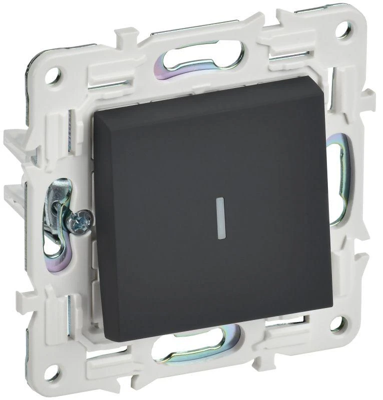 IEK  | Выключатель проходной 1-кл. SKANDY 10А SK-V08G с индикацией графит  SK-V12-1-10-K53