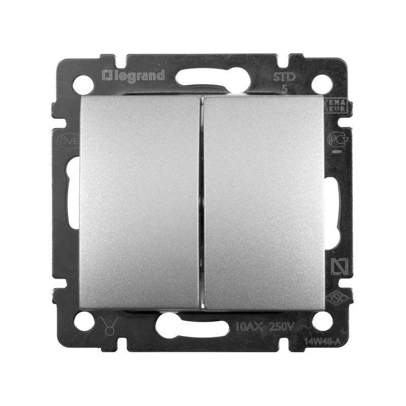 770105 Legrand | Выключатель 2-кл. СП Valena 10А IP31 250В механизм алюм. Leg 
