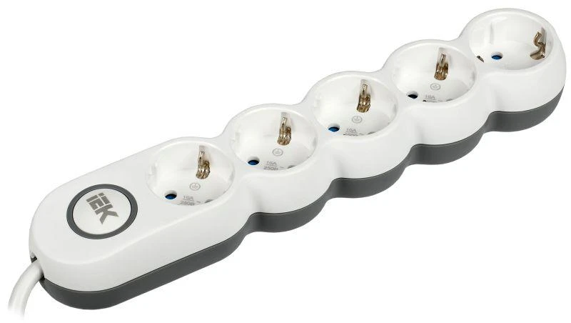 IEK  | Удлинитель 5х5м с заземл. 16А IP20 Uno У05В 2P+PE 250В 3х1.5  WYP53-16-05-05-ZK