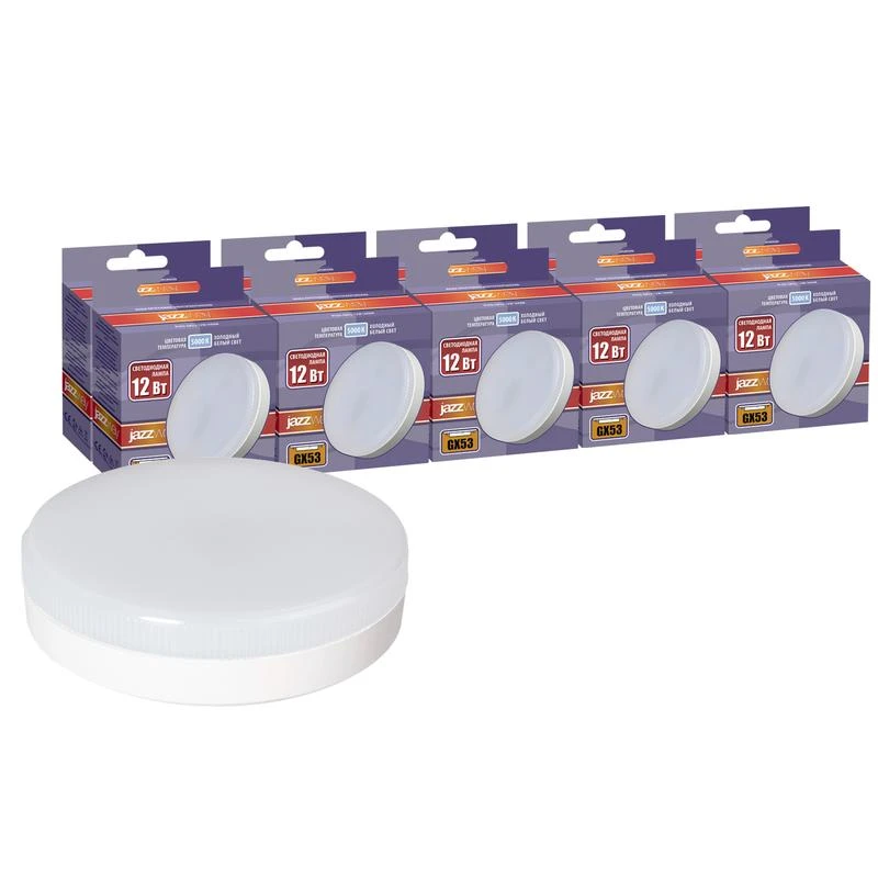 1029263 JazzWay | Лампа светодиодная PLED-GX53 12Вт 5000К холод. бел. GX53 1040лм 230В 50Гц (эквивалент ЛОН 100Вт) (уп.10шт)  