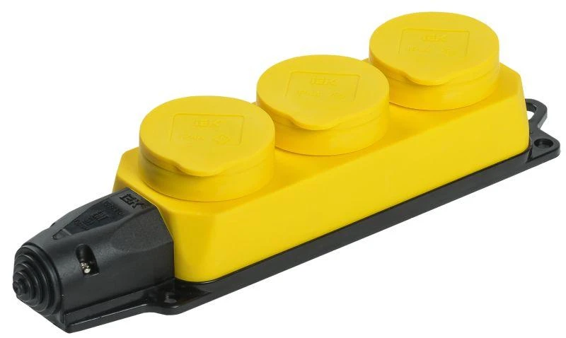 IEK  | Колодка 3-м ОМЕГА РБ33-1-0м IP44 каучук желт.  PKR61-016-2-K05