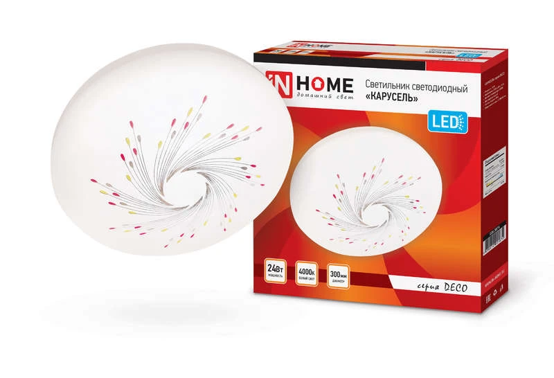 4690612021874 IN HOME | Светильник светодиодный DECO КАРУСЕЛЬ 24Вт 230В 4000К 2160лм 330х55мм  