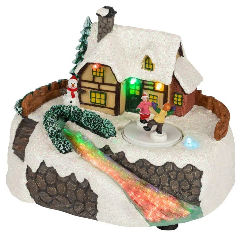 Б0060481 Эра | Фигура светодиодная новогодняя EFIS-S02 композиция Деревня мультиколор 3хАА 16х13х12см  