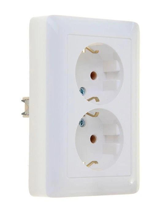 RS16-236-B Systeme Electric | Розетка 2-м СП Хит 16А 250В с заземл. без защ. шторок бел. SE 