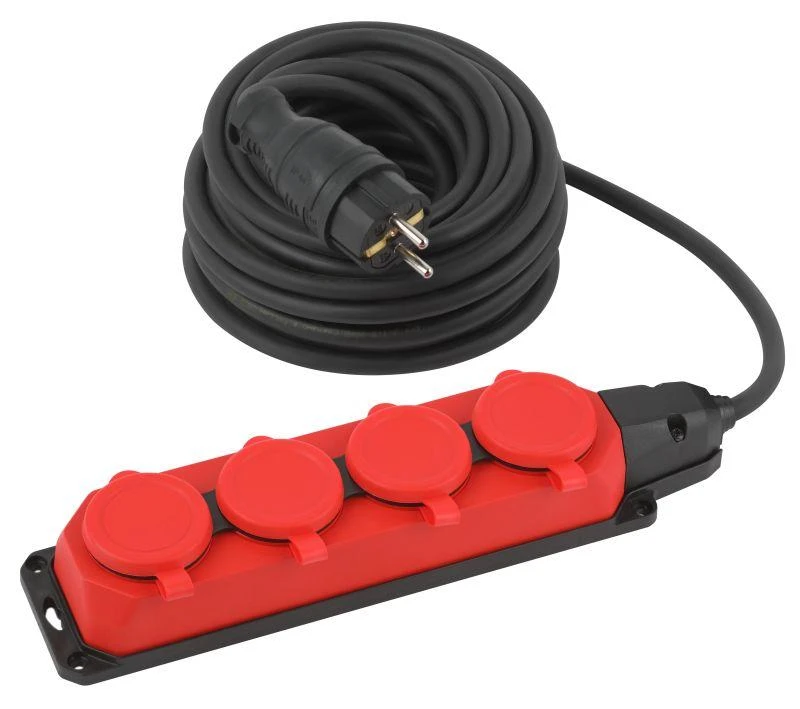 Б0057586 Эра | Удлинитель силовой UK-4e-3x1.5-10m-IP44(KG) с заземлением 4 розетки каучук 10м КГ 3х1.5кв.мм IP44  