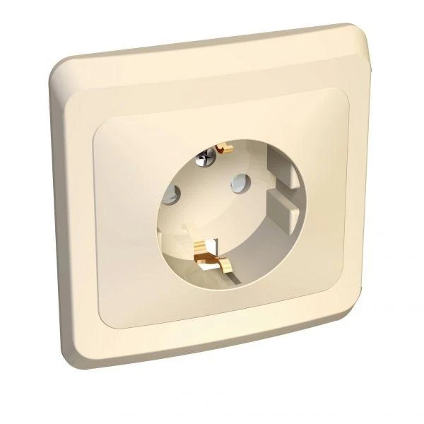 PC16-004K Systeme Electric | Розетка 1-м СП Этюд 16А IP20 250В с заземл. защ. шторки крем. SE 