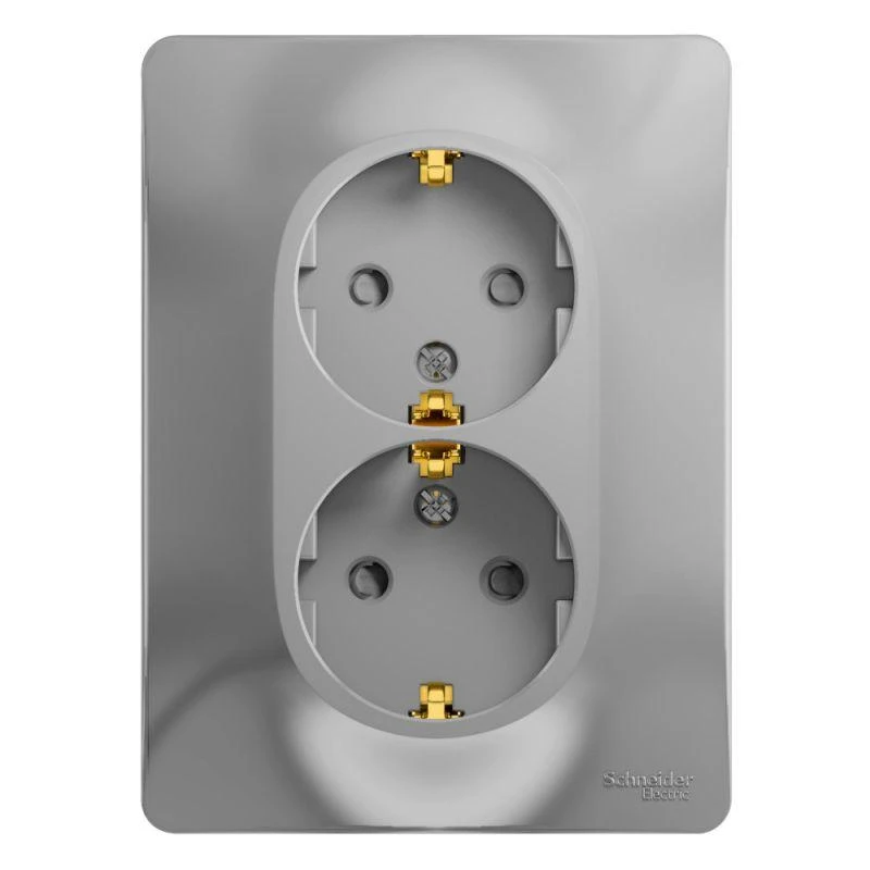 GSL000326 Systeme Electric | Розетка 2-м СП Glossa 16А IP20 с заземл. защ. шторки в сборе алюм. SE 