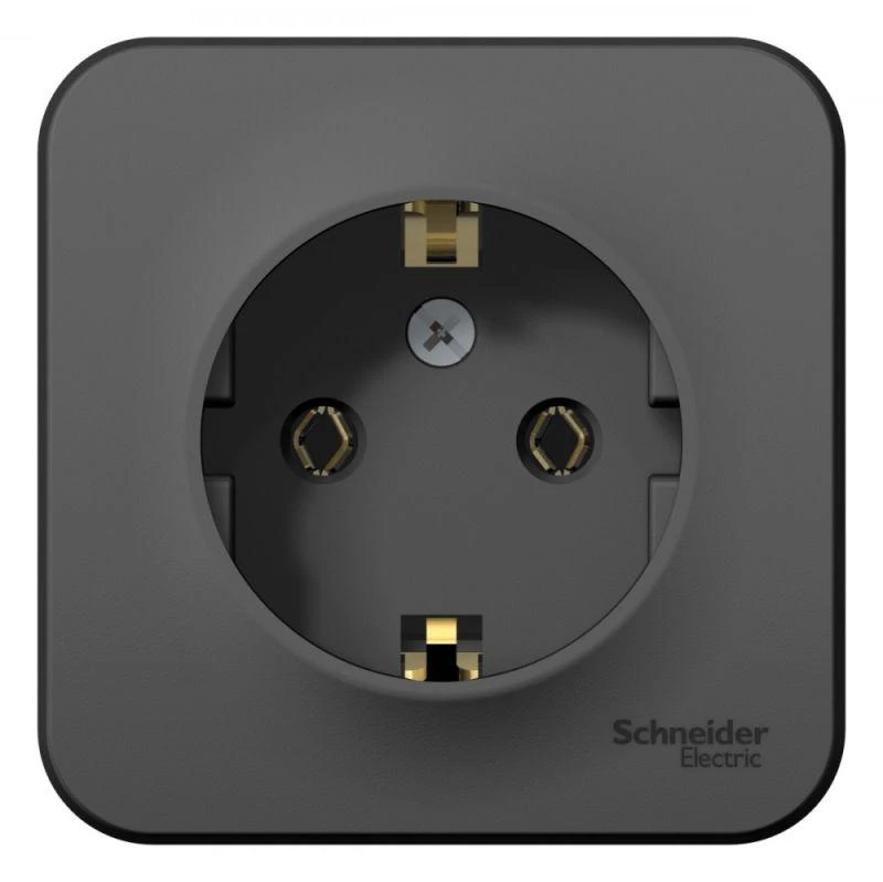 BLNRA010116 Systeme Electric | Розетка 1-м ОП Blanca 16А IP20 250В с заземл. без защ. шторок с изолир. пластиной антрацит SE 