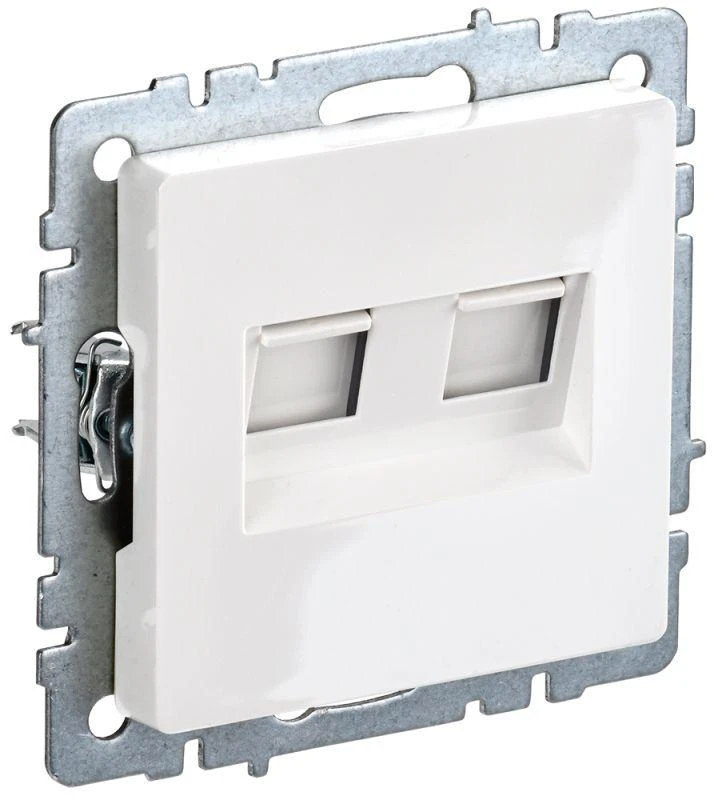 Розетка компьютерная двойн. СП RJ45 кат.5E BRITE РК10-2-БрБ механизм бел. IEK BR-K20-1-K01