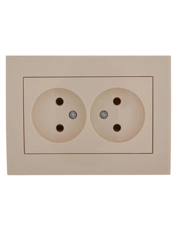 703-0303-128 LEZARD | Розетка 2-м СП Rain 16А IP20 без заземл. керамика крем.  