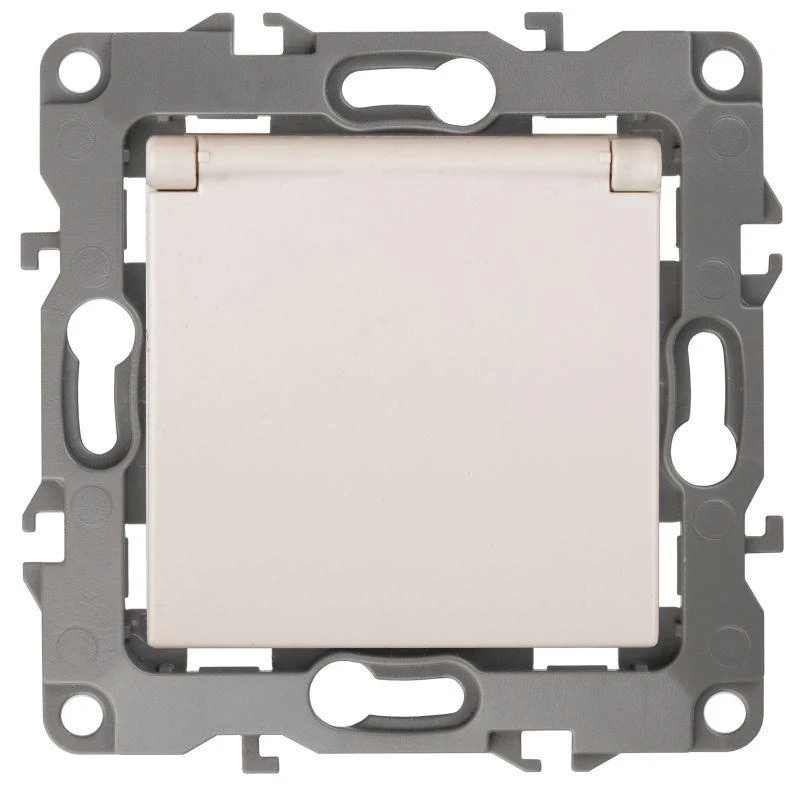 Б0014694 Эра | Розетка 1-м СП 12 12-2103-02 16А IP20 16AX 250В 2P+E Schuko защ. шторки с крышкой механизм сл. кость  