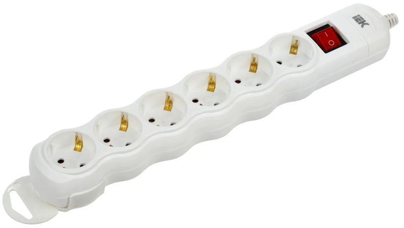 IEK  | Колодка удлинителя 6-мест. с заземл. с выкл. РПр06В  WYP10-D-KP-16-06-ZKS-K01