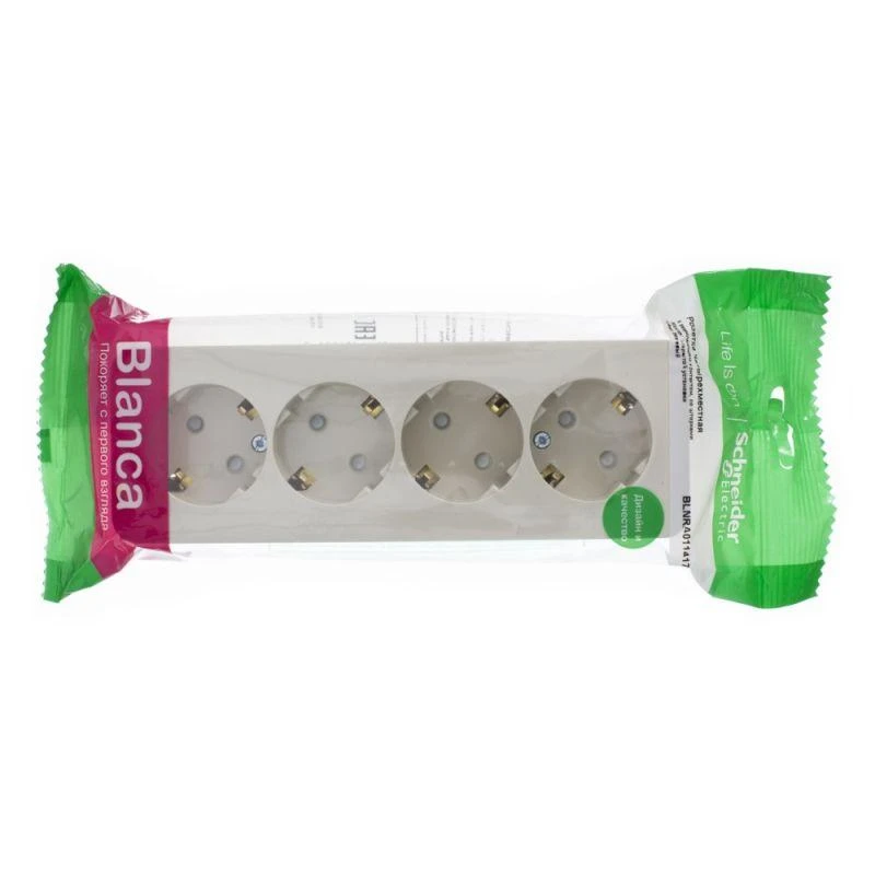 BLNRA011417 Systeme Electric | Розетка 4-м ОП Blanca 16А IP20 250В с заземл. защ. шторки с изолир. пластиной беж. SE 