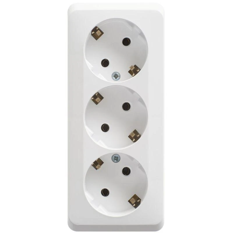 PA16-011B Systeme Electric | Розетка 3-м ОП Этюд 16А IP20 250В с заземл. без защ. шторок бел. SE 